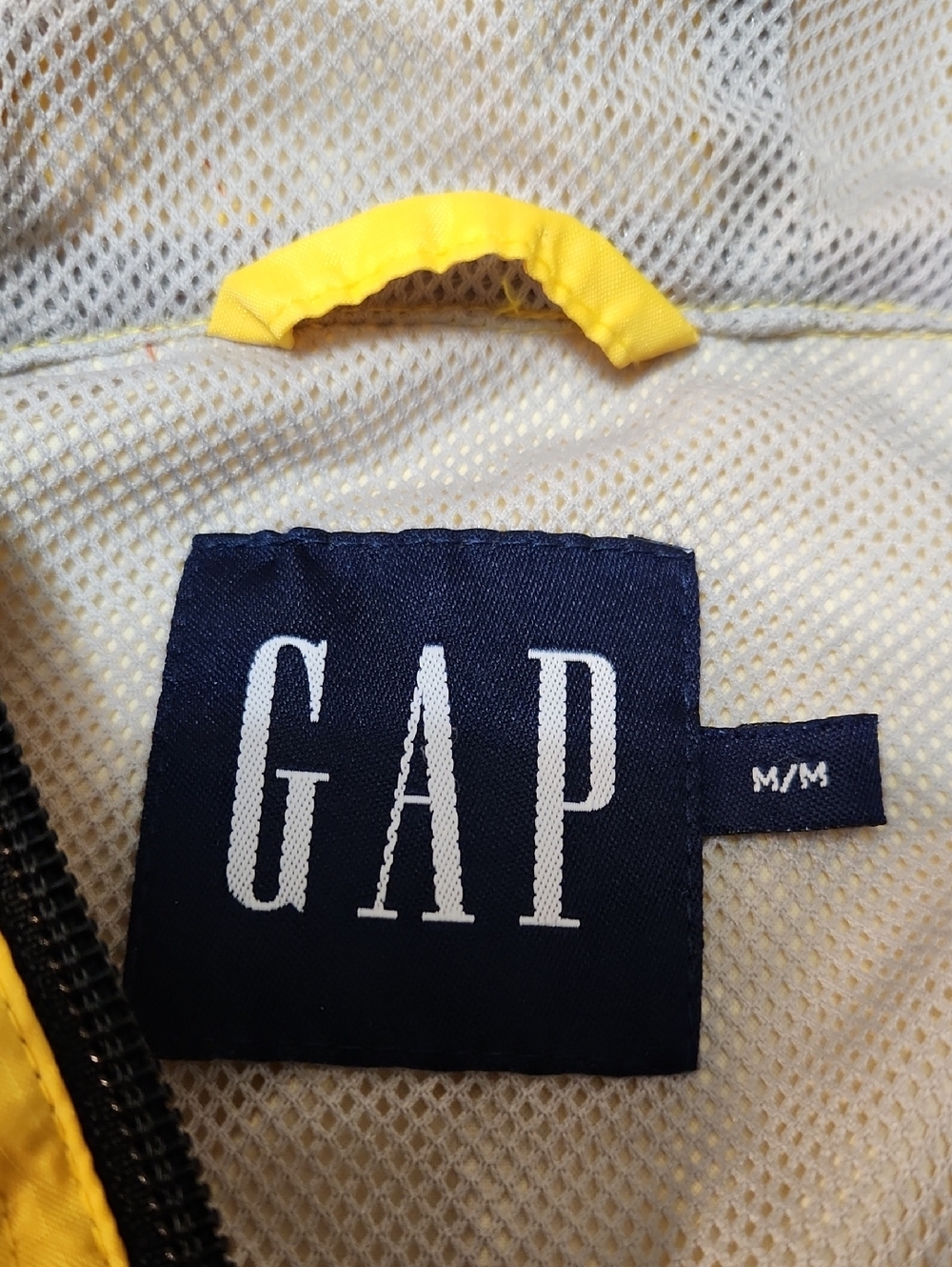 GAP Hooded Anorak Bright Yellow Pullover Windbreaker Rain Jacket (M), VTG Y2K - Picture 13 of 15